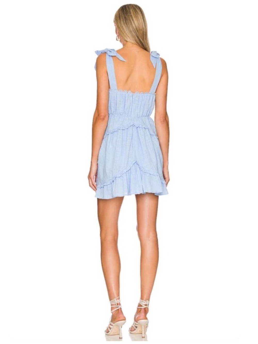 Majorelle Rooney Mini Dress Medium Powder Blue Ruffle Tiered - Picture 7 of 7